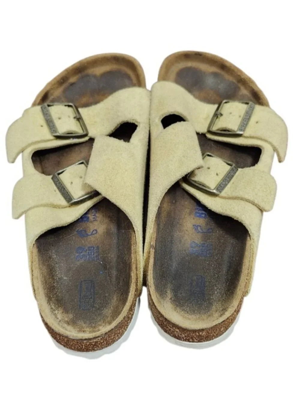 Birkenstock Arizona Sandals EU 39 US 8 Beige Suede Leather Double Strap Comfort